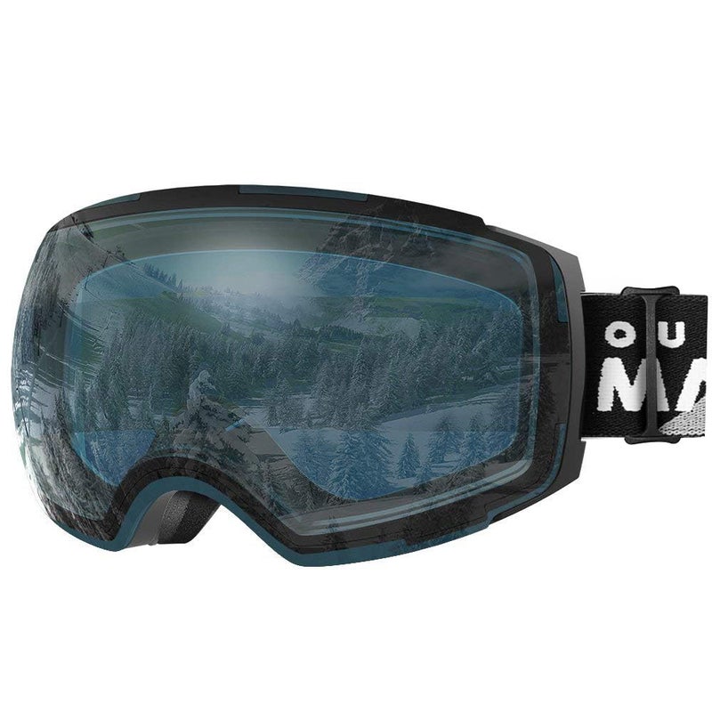 OutdoorMaster Ski Goggles PRO - Frameless, Interchangeable Lens 100% UV400 Protection Snow Goggles for Men & Women (Black Frame VLT 60% L.Blue Lens and Free Protective Case) - Image 1